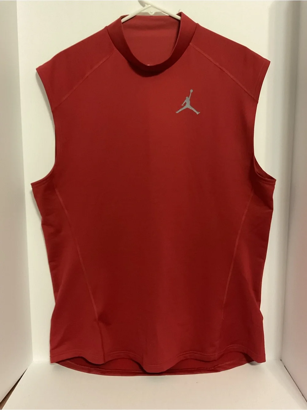Jordan Red Sleeveless Athletic Tank Top with Silver Jumpman